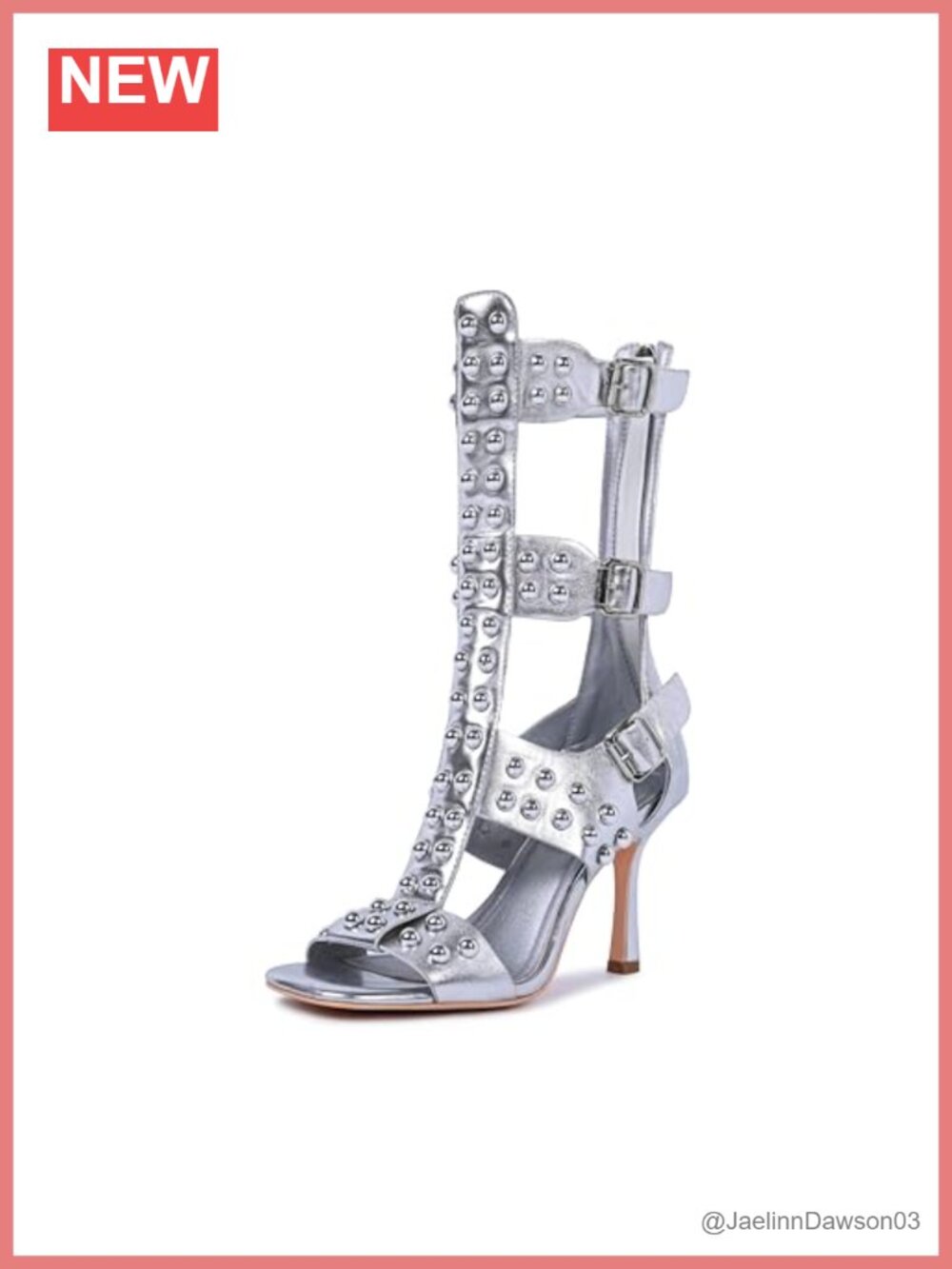 Women's Studded Gladiator Stiletto Sandals Square Toe Heels